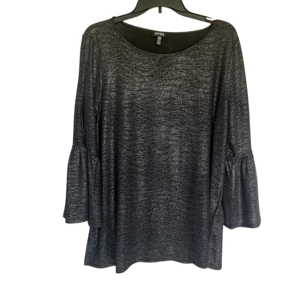 Jones New York Gray 3/4 Sleeve Relaxed Blouse